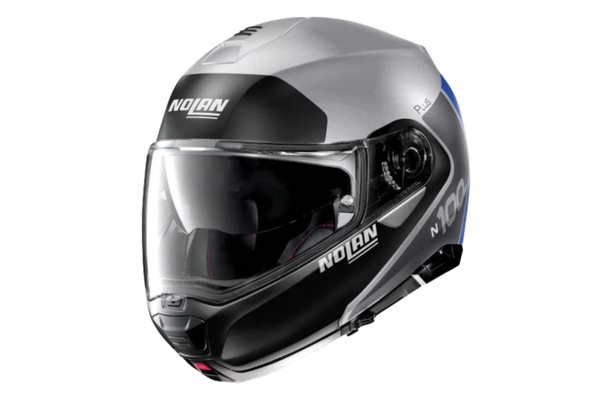 Capacete Nolan N100-5 Plus Distinctive Prata/Azul Fosco