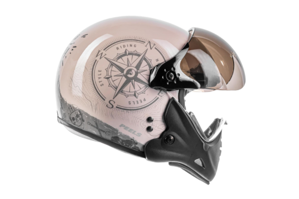 Capacete Aberto Moto com Queixeira Removível Peels F-21 North Off-White Preto