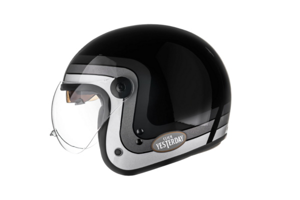 Capacete Aberto Moto com Viseira Solar Interna Peels Click Yesterday Preto Prata