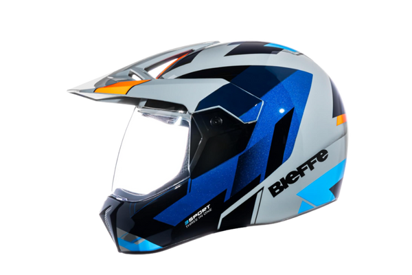 Capacete Moto Bieffe 3sport React Cinza Azul Brilhante