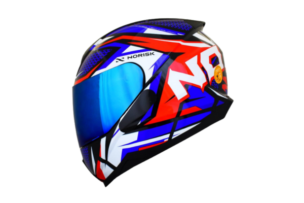 Capacete Norisk Razor Sharp Azul e Vermelho Brilhante
