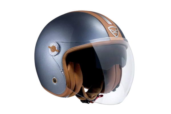 capacete aberto para scooter azul com viseira imbutida