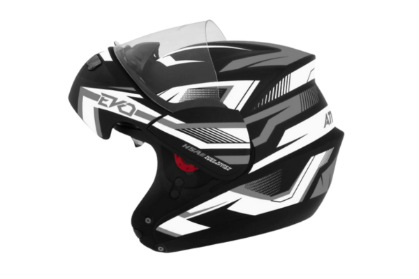 CAPACETE ESCAMOTEÁVEL PRO TORK ATTACK EVO BRILHANTE PRETO - CINZA TAM. 58