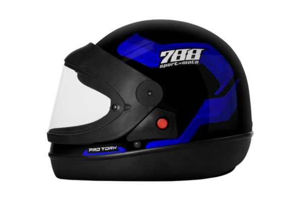CAPACETE FECHADO PRO TORK SPORT MOTO 788 PRETO - AZUL TAM. 58