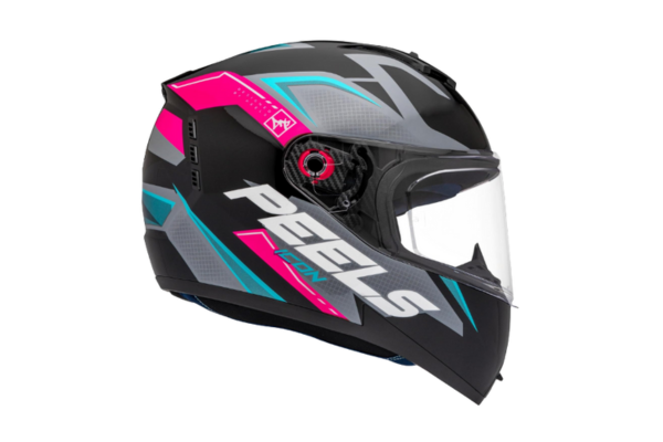 Capacete Moto Feminino Peels Icon Element Rosa Azul Fechado
