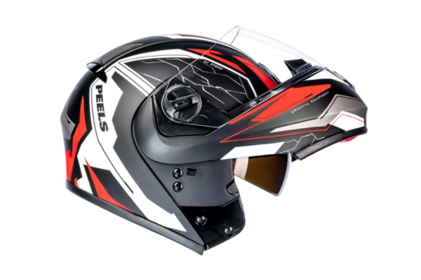 Capacete Moto Peels Escamoteável U-rb2 Ocean Preto Fosco e Vermelho