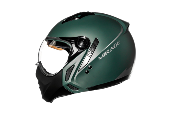 Peels Capacete Aberto Moto com Queixeira Removível e Óculos Solar Interno Mirage Classic Verde Militar Fosco/Grafite 56