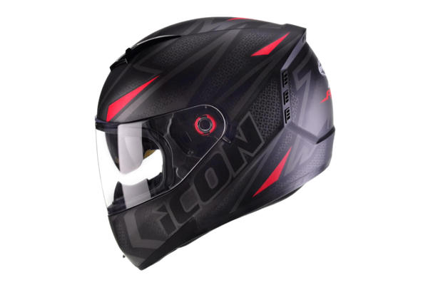 Capacete Fechado Moto Peels Icon Fast Preto Fosco com Vermelho 58
