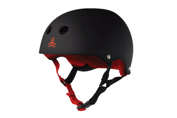 Capacete de Skate Triple Eight Sweatsaver, Borracha Preta com Vermelho, Grande
