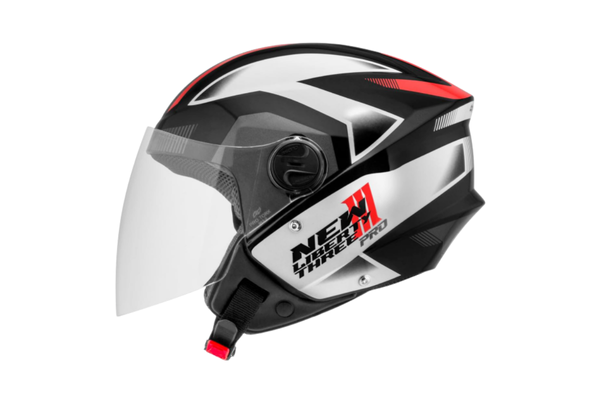 CAPACETE ABERTO PRO TORK NEW LIBERTY 3 PRO BRILHANTE PRETO – VERMELHO TAM. 58