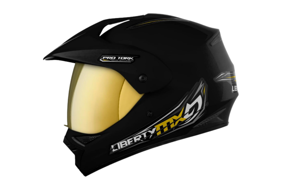 CAPACETE FECHADO PRO TORK LIBERTY MX VISION PRO PRETO TAM. 58 VIS. DOURADA