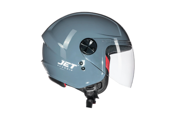 Capacete Moto Aberto Fly New Jet Cinza Brilhante