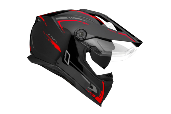 Capacete Moto Bieffe B-Trail Authentic Preto Vermelho Com Óculos Interno
