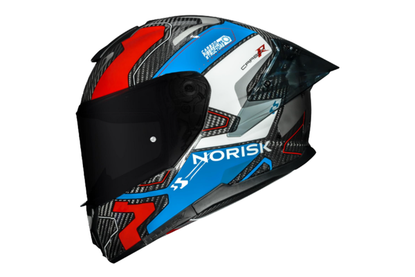 Capacete Norisk Carbon R Rider Branco Azul Vermelho