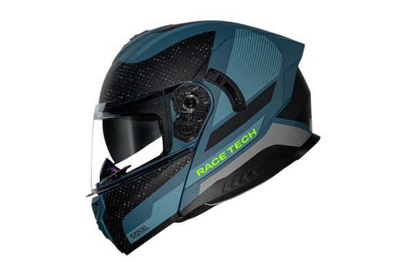 Capacete Race Tech Signal - Gear Matte Blue Black Escamoteável