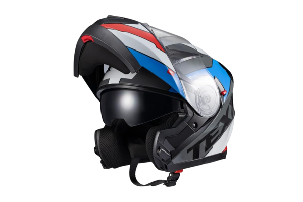 Capacete Texx Escamot Gladiator V3 Reisen Azul Vermelho Branco 60