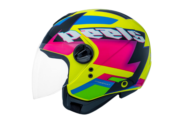 Peels Capacete Moto Aberto Freeway Hype Amarelo Limão/Pink 60