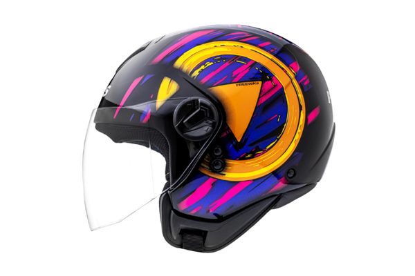 Peels Capacete Moto Aberto Freeway M-Play Preto/Roxo 60