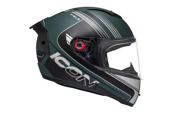 Peels Capacete Moto Fechado Icon Pro Field Verde Militar Fosco/Preto 56 com óculos