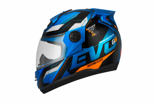 CAPACETE FECHADO PRO TORK EVOLUTION 788 G8 EVO BRILHANTE AZUL - LARANJA