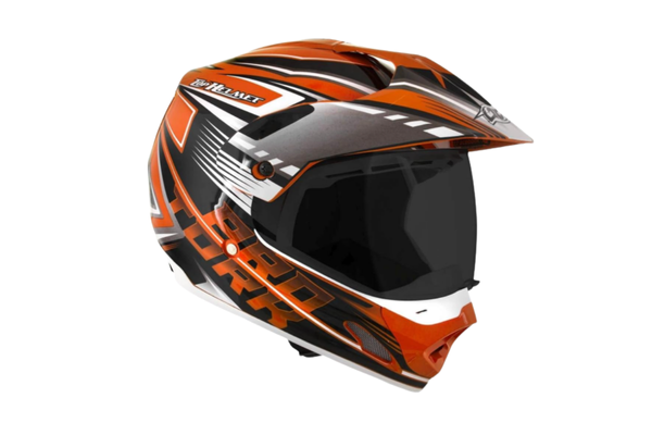 Capacete Cross Th1 Vision Adventure 58 Viseira Fumê Laranja/Branco