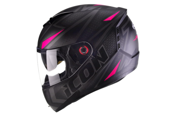 Capacete Fechado Moto Peels Icon Fast Preto Fosco com Rosa 58