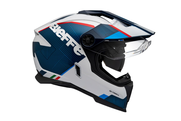 Capacete Masculino Bieffe B-Trail Frontier Azul Oculos Moto
