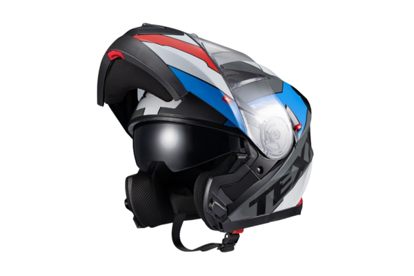 Capacete Texx Escamot Gladiator V3 Reisen Azul Vermelho Branco 58