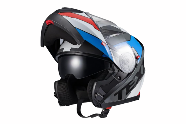 Capacete Texx Escamot Gladiator V3 Reisen Azul Vermelho Branco 60