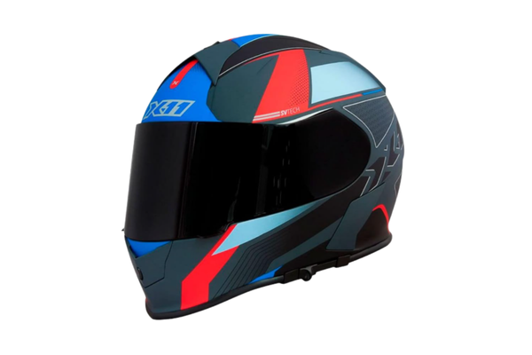 Capacete X11 Revo Pro Flagger SV C/Viseira extra cristal óculos Solar Vermelho com azul Fosco