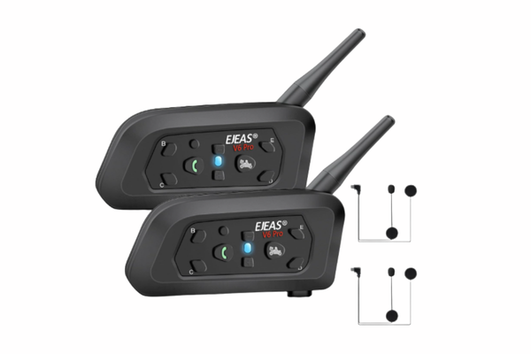 one de ouvido intercomunicador EJEAS V6 Pro com Bluetooth, bidirecional, 1.200 m