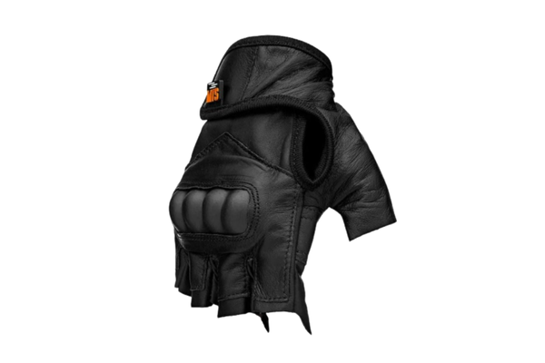 Luva de Couro Preto para Motociclista, Proteção Urbana
