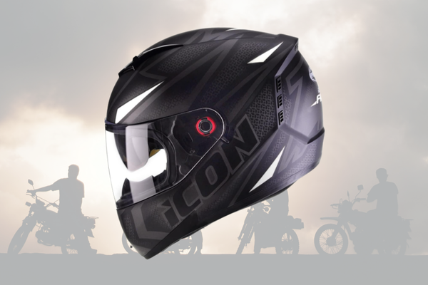 Capacete Fechado Moto Peels Icon Fast Preto Fosco com Branco 58