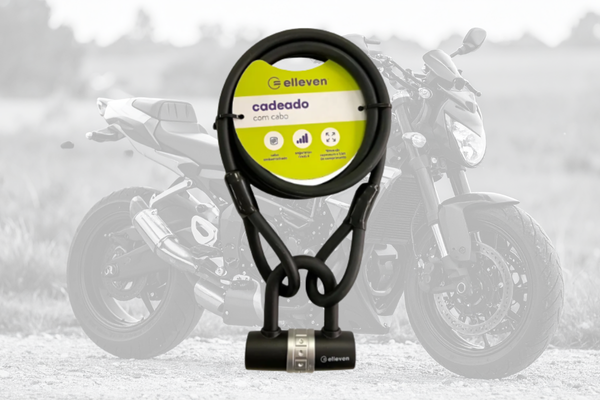 Cadeado Bike U Lock Trava C/ Cabo Aço 1,5mt X 12mm Elleven