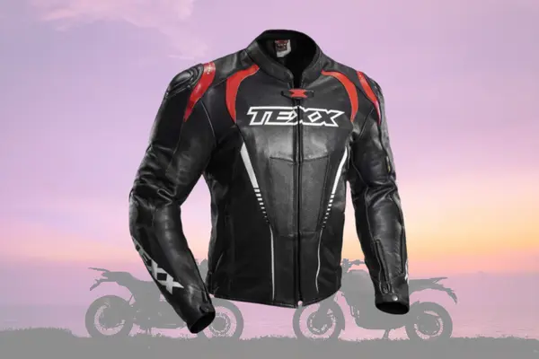 Jaqueta Preta e vermelha motociclista da marca texx